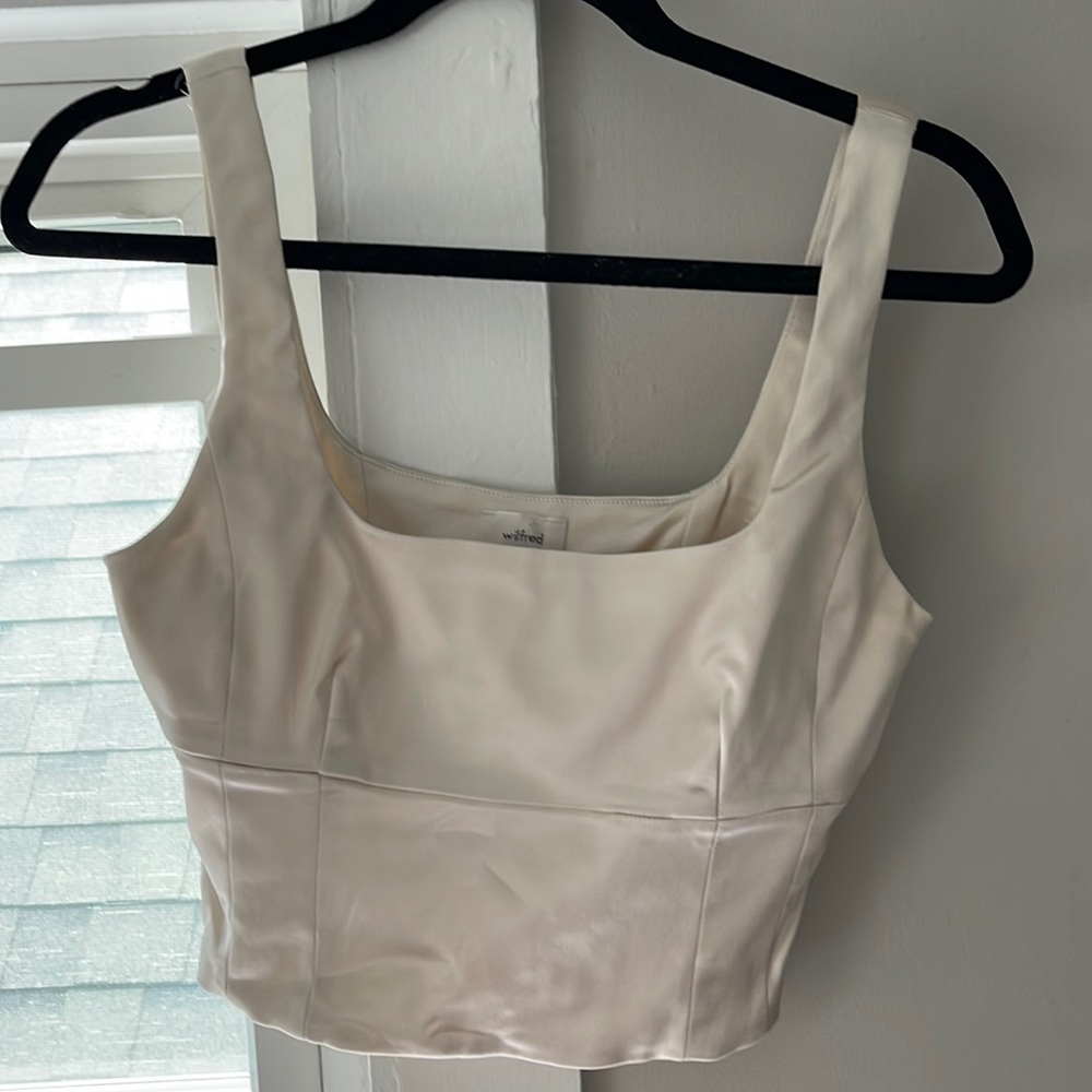 Wilfred Cream Satin Crop Top